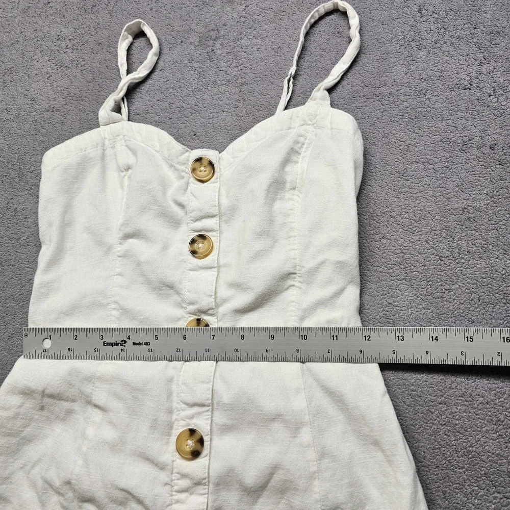 Abercrombie & Fitch White Cotton Button Front Mini Dress Pockets Womens Small